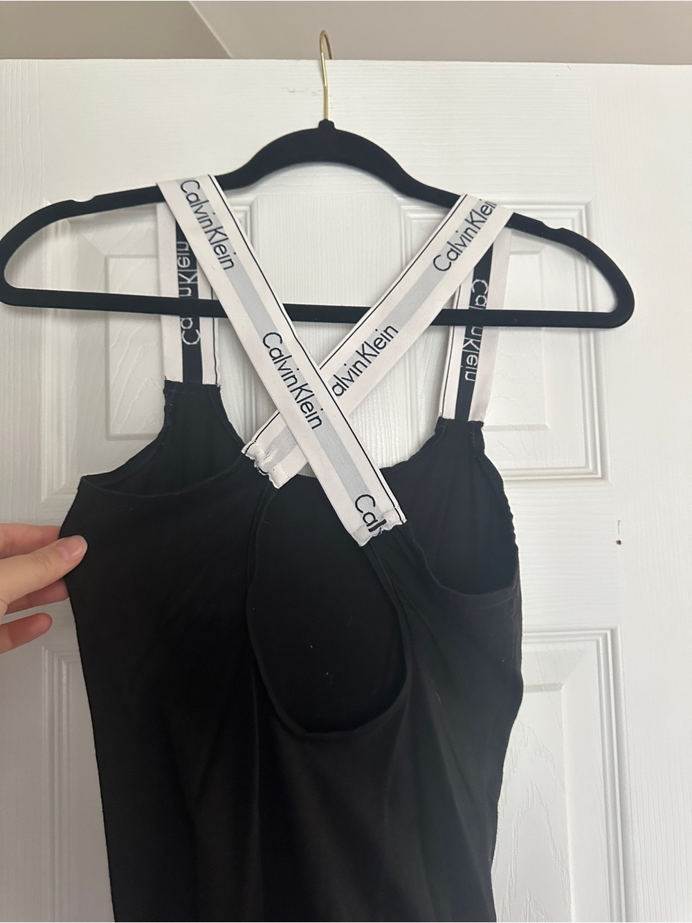 Calvin Klein Black Tank Bodysuit with White Logo Straps - Picture 2 of 4